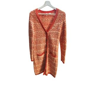Anthropologie Orange and Cream Cardigan